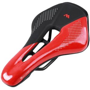 WEST BIKING Cycling Seat Hollow Breathable Comfortable Saddle Riding Equipment(Black Red)