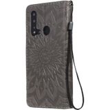 Pressed Printing Sunflower Pattern Horizontal Flip PU Leather Case for Huawei Nova 5i / P20 Lite (2019)  with Holder & Card Slots & Wallet & Lanyard (Grey)