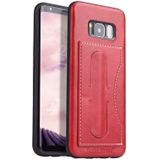 Fierre Shann Full Coverage Protective Leather Case for Galaxy S8  with Holder & Card Slot(Red)