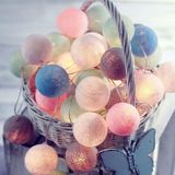 3M 20 Leds Cotton Ball Light String Holiday Wedding Christmas Party Bedroom Fairy Lights Outdoor LED Light Garland Decoration  Power Supply: USB(Macaron)