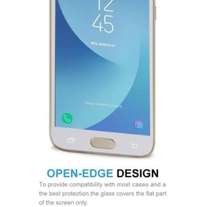 For Galaxy J3 (2017) (EU Version) 0.26mm 9H Surface Hardness 2.5D Curved Silk-screen Full Screen Tempered Glass Screen Protector (White)