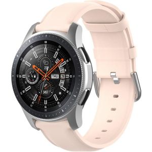 Voor Samsung Galaxy Watch 3 45mm 22mm lederen band met ronde staart gesp (Lichtroze)