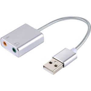 Aluminum Alloy Shell External USB Virtual 7.1 Channel Sound Card with 13cm Cable for PC Laptop (Silver)