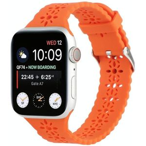 Uitgeholde Siliconen Vervanging Horlogeband voor Apple Watch Series 7 41mm / 6 & SE & 5 & 4 40 MM / 3 & 2 & 1 38mm (Oranje)