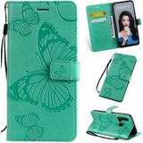 Pressed Printing Butterfly Pattern Horizontal Flip PU Leather Case with Holder & Card Slots & Wallet & Lanyard For Huawei P20 Lite 2019 / Nova 5i(Green)