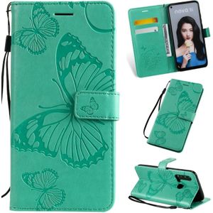 Pressed Printing Butterfly Pattern Horizontal Flip PU Leather Case with Holder & Card Slots & Wallet & Lanyard For Huawei P20 Lite 2019 / Nova 5i(Green)