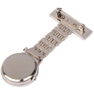 Portable Alloy Nurse Round Quartz Wristwatch Watch with Pin(Silver)