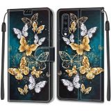 For Samsung Galaxy A70 Voltage Colored Drawing Magnetic Clasp Horizontal Flip PU Leather Case with Holder & Card Slots(C20 Gold Silver Flying Butterflies)