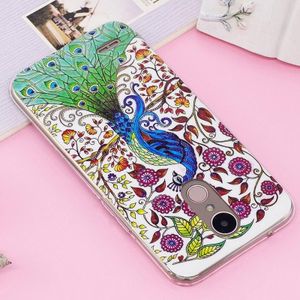 For LG K10 (2017) (US Version) Noctilucent IMD Peacock Pattern Soft TPU Back Case Protector Cover