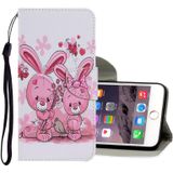 Coloured Drawing Pattern Horizontal Flip PU Leather Case with Holder & Card Slots & Wallet & Lanyard For iPhone 6 Plus & 6s Plus(Cute Rabbit)