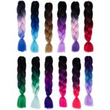 Fashion Color Gradient Individual Braid Wigs Chemical Fiber Big Braids  Length: 60cm(21 Black+Pink+Sapphire)