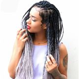 Fashion Color Gradient Individual Braid Wigs Chemical Fiber Big Braids  Length: 60cm(21 Black+Pink+Sapphire)