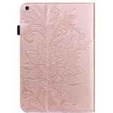 For Samsung Galaxy Tab A 10.1 2019 T510 Lace Flower Embossing Pattern Horizontal Flip Leather Case with Holder & Card Slots & Wallet & Photo Frame(Rose Gold)