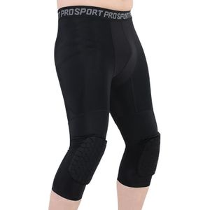 High Elastic Lycra Honeycomb Crash Pants Men Basketball Fitness Seven-tenths Sweatpants  Specification: XL(Black)