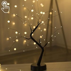 48 LEDs Black Tree Copper Wire Table Lamp Creative Decoration Touch Control Night Light (Warm White Light)