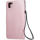 For Huawei Y5p Tree & Cat Embossed Pattern Horizontal Flip Leather Case with Holder & Card Slots & Wallet & Lanyard(Rose Gold)