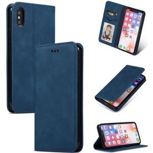 Retro Skin Feel Business Magnetic Horizontal Flip Leather Case for iPhone XS Max(Navy Blue)