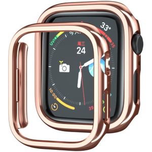 Geklakte PC Hollow Watch Beschermhoes voor Apple Watch Series 7 41mm (ROSE GOUD)