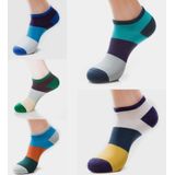 20 Pairs Men Splicing Color Summer Socks Combed Cotton Breathable Sweat Absorption Elastic Ankle Adults Socks(Grey)