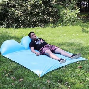 Outdoor Waterproof Air Pillow Picnic Mat Carrying Ground Sand Beach Grass Mat  Style:Double(Random Color)