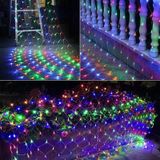4x6m 672 LEDs Waterproof Fishing Net Lights Curtain String Lights Fairy Wedding Party Holiday Decoration Lamps 220V  EU Plug(Colorful Light)