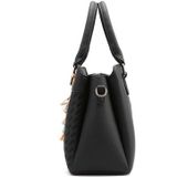 Fashion Women Tassel PU Leather Embroidery Crossbody Bag Shoulder Bag Simple Style Hand Bags(dark blue)