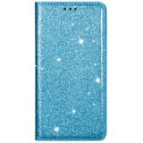 For Samsung Galaxy Note 10 Ultrathin Glitter Magnetic Horizontal Flip Leather Case with Holder & Card Slots(Sky Blue)