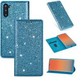 For Samsung Galaxy Note 10 Ultrathin Glitter Magnetic Horizontal Flip Leather Case with Holder & Card Slots(Sky Blue)