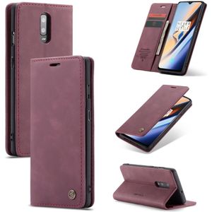 CaseMe-013 Multifunctional Horizontal Flip Leather Case with Card Slot & Holder for Galaxy M20(Wine Red)
