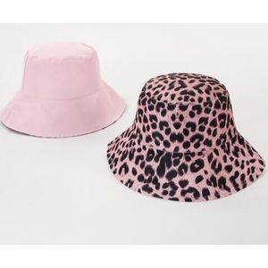 Cotton Bucket Hat Double-sided Wearable Fisherman Hat(Pink)