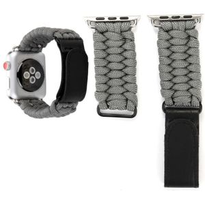 Magische plakken echt leder paraplu touw nylon polshorloge band met en RVS gesp voor Apple Watch serie 3 & 2 & 1 38mm (grijs)