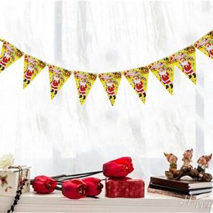 10 Sets Christmas Scene Decoration Triangle Paper Flags Non-woven Fabric Hanging Banners (Yellow)