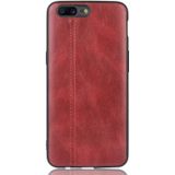 For OnePlus 5 Shockproof Sewing Cow Pattern Skin PC + PU + TPU Case(Red)