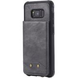 For Galaxy S8+ Vertical Flip Shockproof Leather Protective Case with Long Rope  Support Card Slots & Bracket & Photo Holder & Wallet Function(Gray)