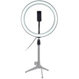 PULUZ 10.2 inch 26cm USB 3 Modes Dimmable LED Ring Vlogging Selfie Photography Video Lights with a holder for an tripod & phone clamp(Black)