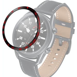 For Samsung Galaxy Watch 3 45mm Smart Watch Steel Bezel Ring  E Version(Black Ring Red Letter)