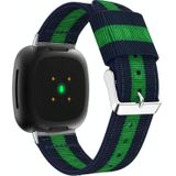 For Fitbit Versa 3 Nylon Replacement Strap Watchband(Green Black)