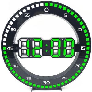 DS-3688L Living Room 3D Wall Clock Big Screen LED Electronic Clock  Colour: Second Light Black+Green