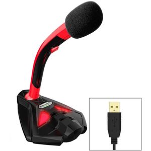 K1 Desktop Omnidirectional USB Wired Mic Condenser Microphone with Phone Holder  Compatible with PC / Mac for Live Broadcast  Show  KTV  etc(Black + Red)