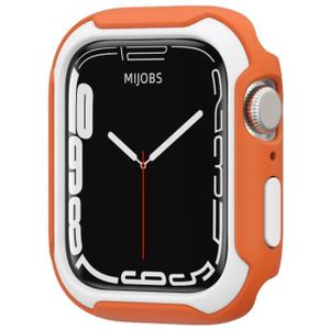 Afneembare tweekleurige horlogekas voor Apple Watch Series 7 45 mm / 6 & SE & 5 & 4 44mm (oranje wit)