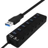 7 Port USB 3.0 Hub with Individual Switches for each Data Transfer Ports(Black)