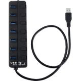 7 Port USB 3.0 Hub with Individual Switches for each Data Transfer Ports(Black)