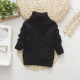 Black Winter Children's Thick Solid Color Knit Bottoming Turtleneck Pullover Sweater  Height:24Size?140cm?