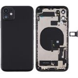 Battery Back Cover Assembly (with Side Keys & Power Button + Volume Button Flex Cable & Wireless Charging Module & Motor & Charging Port & Loud Speaker & Card Tray & Camera Lens Cover) for iPhone 11(Black)