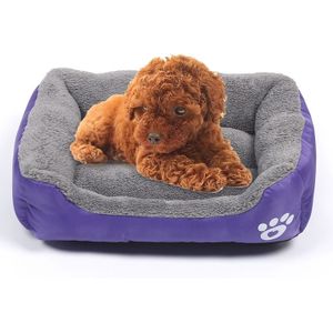 Candy Color Four Seasons Genuine Warm Pet Dog Kennel Mat Teddy Dog Mat  Size: S  43×32×10cm (Purple)