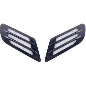 2PCS Euro Style Metal Decorative Air Flow Intake Turbo Bonnet Hood Side Vent Grille Cover With Self-adhesive Sticker(Black)
