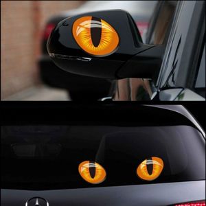 10 PCS Cute Simulation Cat Eyes Car Sticker 3D Rearview Mirror Vinyl Decal  Size: 10x8cm