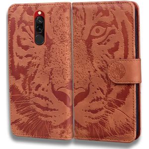 For Xiaomi Redmi 8 Tiger Embossing Pattern Horizontal Flip Leather Case with Holder & Card Slots & Wallet(Brown)