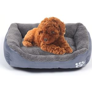 Candy Color Four Seasons Genuine Warm Pet Dog Kennel Mat Teddy Dog Mat  Size: S  43×32×10cm (Grey)