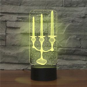 Candlestick Black Base Creative 3D LED Decorative Night Light  Rechargeable with Touch Button